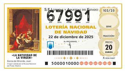 Décimo 67991 del sorteo 102-22/12/2025 Navidad