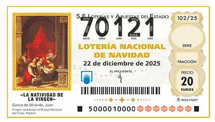 Décimo 70121 del sorteo 102-22/12/2025 Navidad