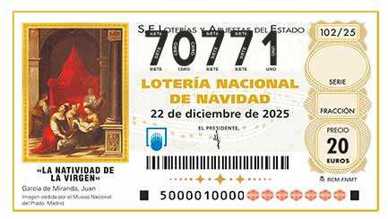 Décimo 70771 del sorteo 102-22/12/2025 Navidad