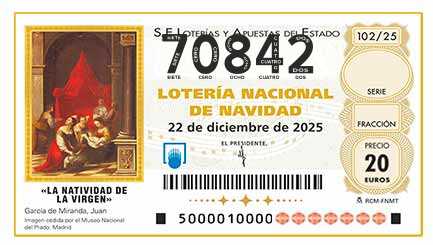 Décimo 70842 del sorteo 102-22/12/2025 Navidad