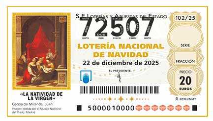 Décimo 72507 del sorteo 102-22/12/2025 Navidad