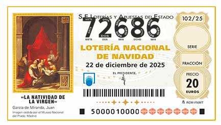 Décimo 72686 del sorteo 102-22/12/2025 Navidad
