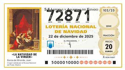 Décimo 72871 del sorteo 102-22/12/2025 Navidad