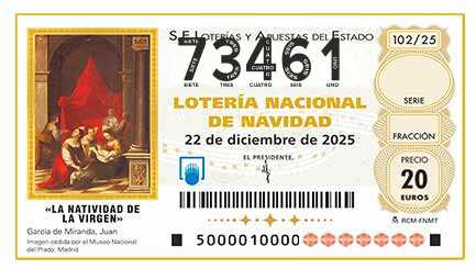 Décimo 73461 del sorteo 102-22/12/2025 Navidad