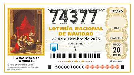 Décimo 74377 del sorteo 102-22/12/2025 Navidad