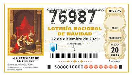 Décimo 76987 del sorteo 102-22/12/2025 Navidad