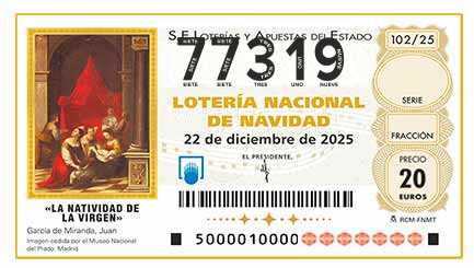 Décimo 77319 del sorteo 102-22/12/2025 Navidad