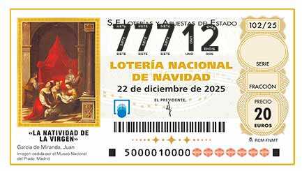 Décimo 77712 del sorteo 102-22/12/2025 Navidad