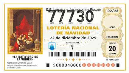 Décimo 77730 del sorteo 102-22/12/2025 Navidad