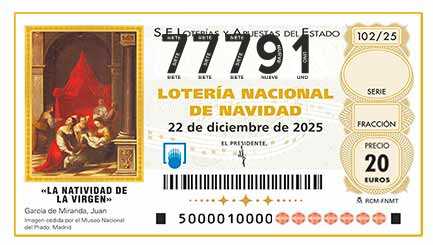 Décimo 77791 del sorteo 102-22/12/2025 Navidad