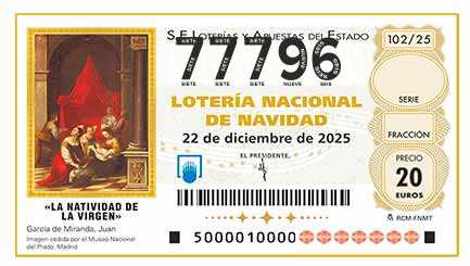 Décimo 77796 del sorteo 102-22/12/2025 Navidad