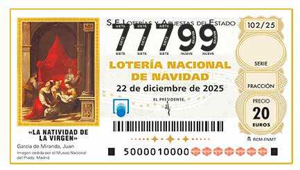 Décimo 77799 del sorteo 102-22/12/2025 Navidad