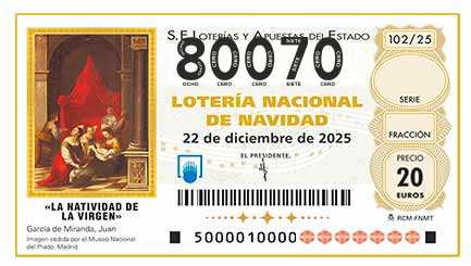 Décimo 80070 del sorteo 102-22/12/2025 Navidad