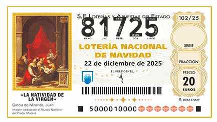 Décimo 81725 del sorteo 102-22/12/2025 Navidad