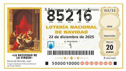 Décimo 85216 del sorteo 102-22/12/2025 Navidad