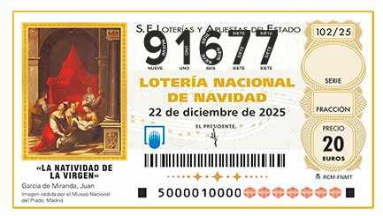 Décimo 91677 del sorteo 102-22/12/2025 Navidad