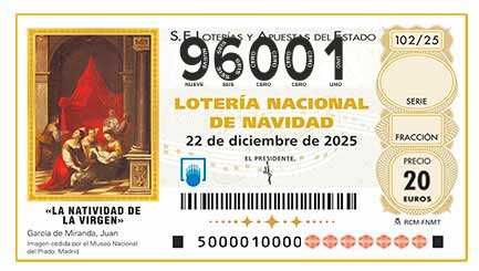 Décimo 96001 del sorteo 102-22/12/2025 Navidad