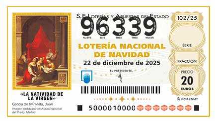 Décimo 96339 del sorteo 102-22/12/2025 Navidad
