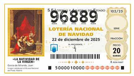 Décimo 96889 del sorteo 102-22/12/2025 Navidad