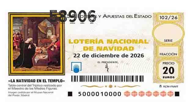 Décimo 58906 del sorteo 102-22/12/2026 Navidad