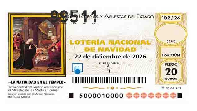 Décimo 99511 del sorteo 102-22/12/2026 Navidad