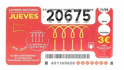 Décimo 20675 del sorteo 11-05/02/2026 Jueves