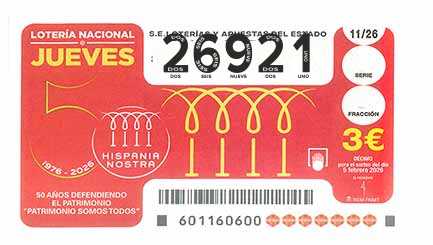 Décimo 26921 del sorteo 11-05/02/2026 Jueves