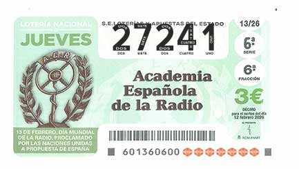 Décimo 27241 del sorteo 13-12/02/2026 Jueves