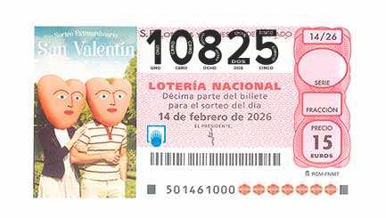 Décimo 10825 del sorteo 14-14/02/2026 Sábado