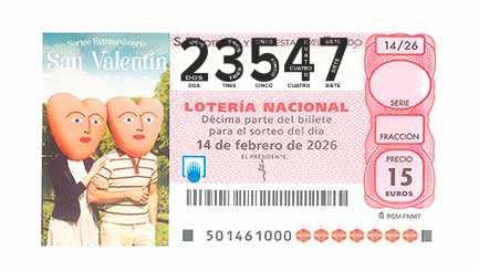 Décimo 23547 del sorteo 14-14/02/2026 Sábado