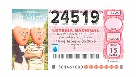 Décimo 24519 del sorteo 14-14/02/2026 Sábado