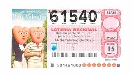 Décimo 61540 del sorteo 14-14/02/2026 Sábado