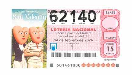Décimo 62140 del sorteo 14-14/02/2026 Sábado