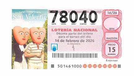 Décimo 78040 del sorteo 14-14/02/2026 Sábado