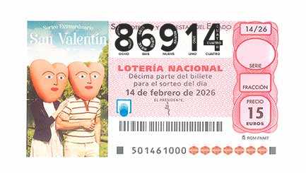 Décimo 86914 del sorteo 14-14/02/2026 Sábado
