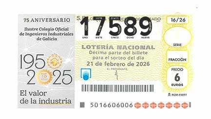 Décimo 17589 del sorteo 16-21/02/2026 Sábado