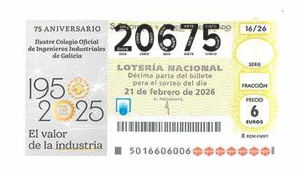 Décimo 20675 del sorteo 16-21/02/2026 Sábado