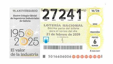 Décimo 27241 del sorteo 16-21/02/2026 Sábado