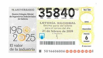 Décimo 35840 del sorteo 16-21/02/2026 Sábado