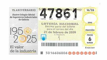 Décimo 47861 del sorteo 16-21/02/2026 Sábado
