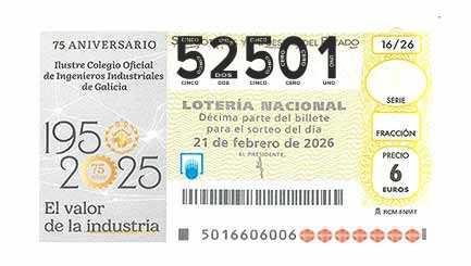 Décimo 52501 del sorteo 16-21/02/2026 Sábado