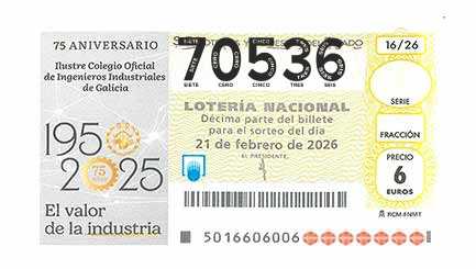 Décimo 70536 del sorteo 16-21/02/2026 Sábado
