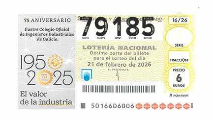 Décimo 79185 del sorteo 16-21/02/2026 Sábado
