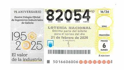 Décimo 82054 del sorteo 16-21/02/2026 Sábado
