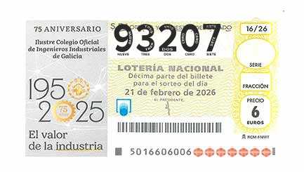Décimo 93207 del sorteo 16-21/02/2026 Sábado