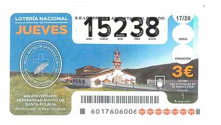 Décimo 15238 del sorteo 17-26/02/2026 Jueves