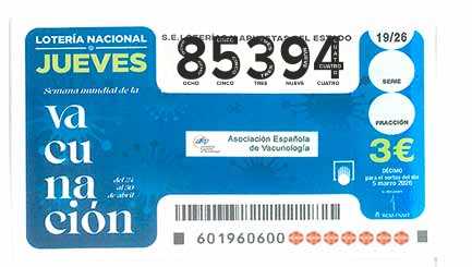 Décimo 85394 del sorteo 19-05/03/2026 Jueves