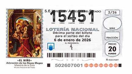 Décimo 15451 del sorteo 2-06/01/2026 El Niño