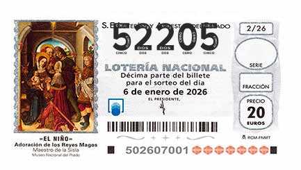 Décimo 52205 del sorteo 2-06/01/2026 El Niño