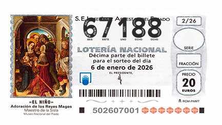 Décimo 67188 del sorteo 2-06/01/2026 El Niño